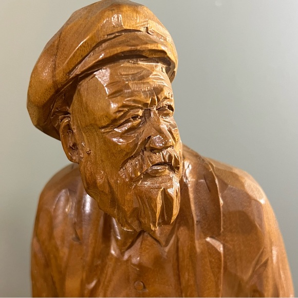 Vintage Quebec Folk Art Old Man Wood Sculpture signed by artist - Picture 3 of 15